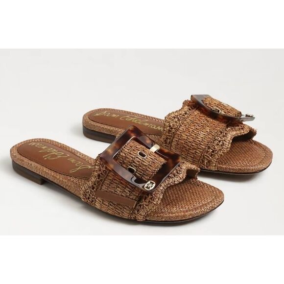 Sam Edelman Bambi Slide Sandal Size 10 Cuoio Raffia Upper - Picture 1 of 9